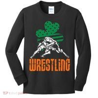 Irish American Flag Shamrock Wrestling St. Patricks Day Kids Long Sleeve Shirt thumb 0