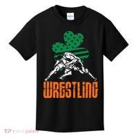 Irish American Flag Shamrock Wrestling St. Patricks Day Kids T-Shirt thumb 0