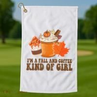 Im A Fall And Coffee Kind Of Girl Cute Golf Towel thumb 1
