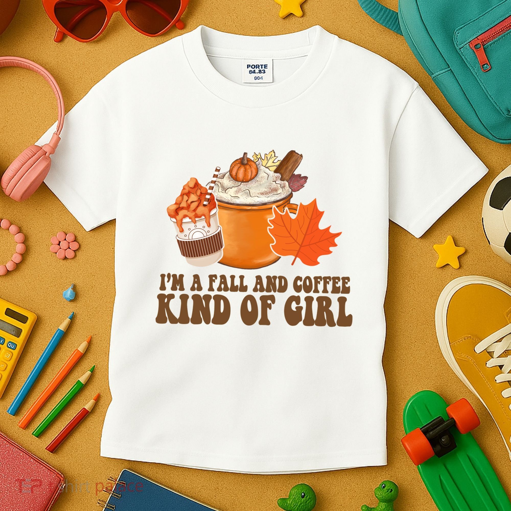 Im A Fall And Coffee Kind Of Girl Cute Kids T-Shirt