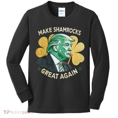 Irish American Funny Make St. Patrick’S Day Great Again Kids Long Sleeve Shirt
