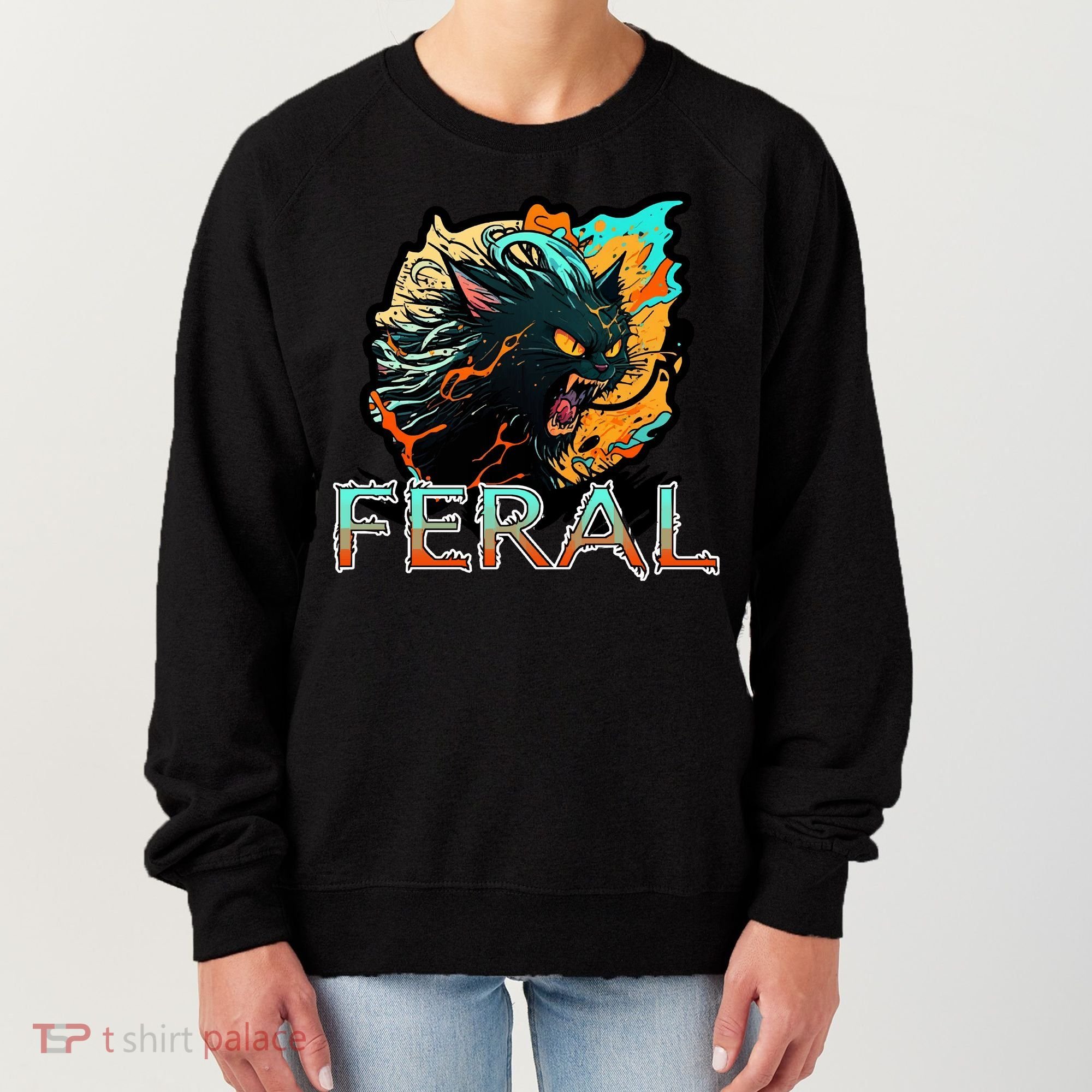 I Am Feral Cat Orange And Yellow Women's Sweatshirt