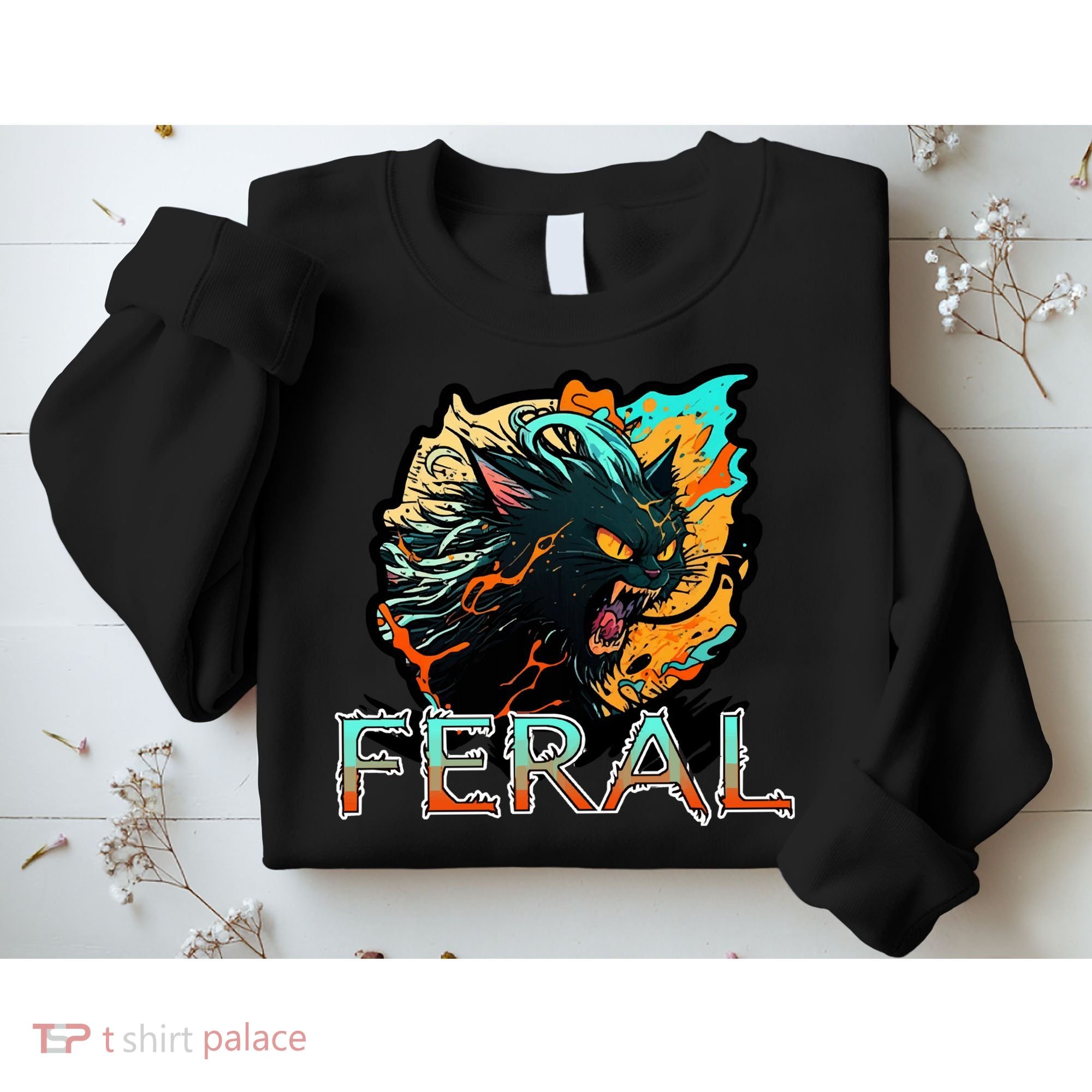 I Am Feral Cat Orange And Yellow Sweatshirt