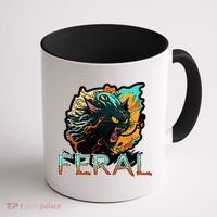 I Am Feral Cat Orange And Yellow Coffee Mug thumb 1