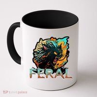 I Am Feral Cat Orange And Yellow Coffee Mug thumb 0