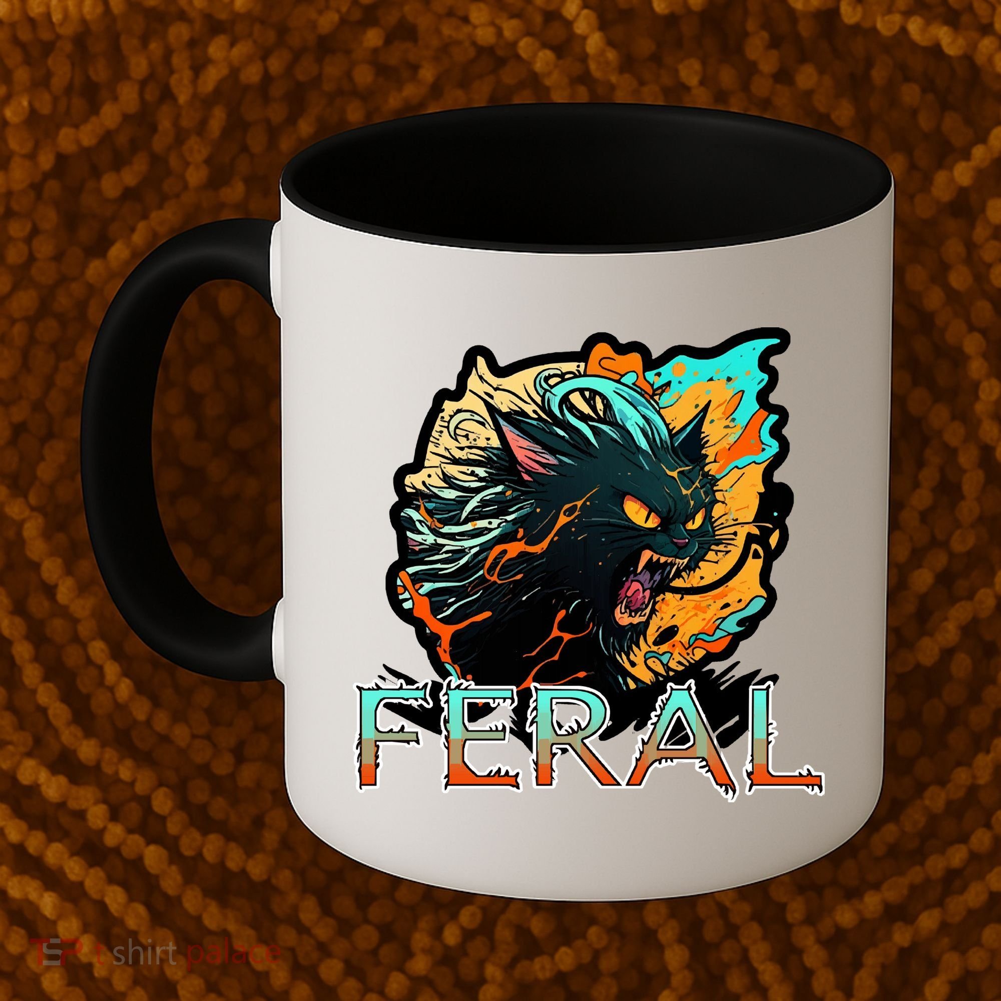 I Am Feral Cat Orange And Yellow Coffee Mug