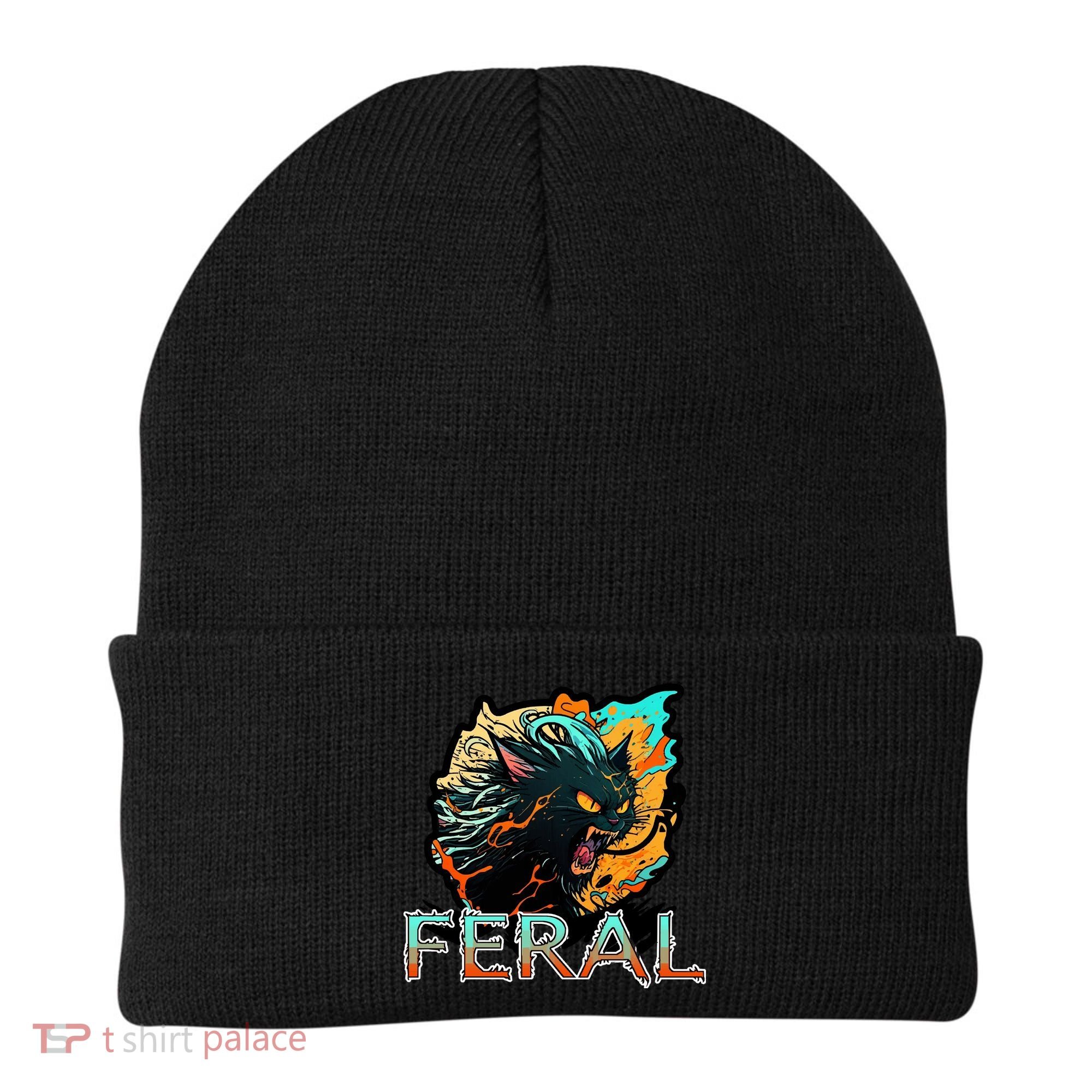 I Am Feral Cat Orange And Yellow Beanie