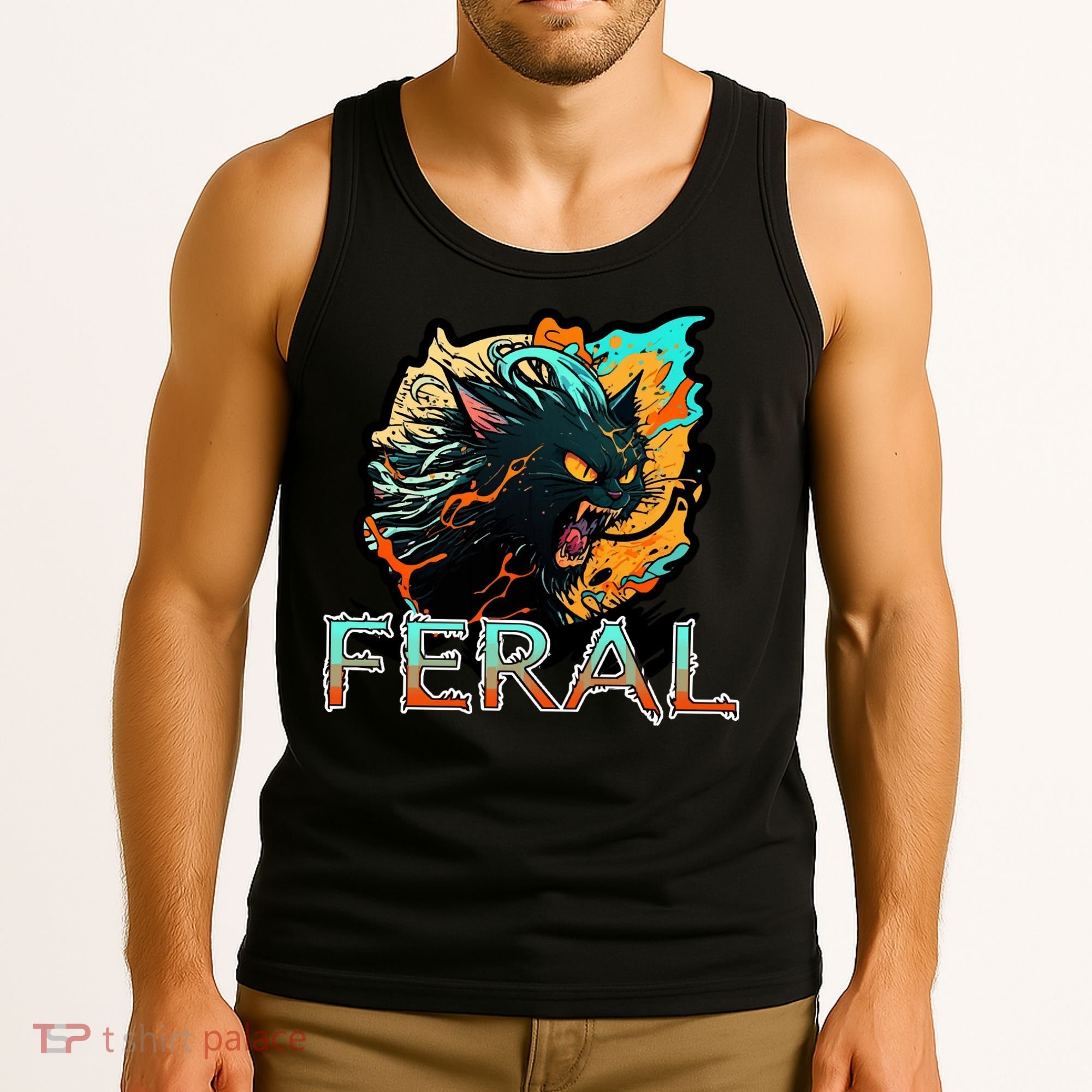 I Am Feral Cat Orange And Yellow Tank Top