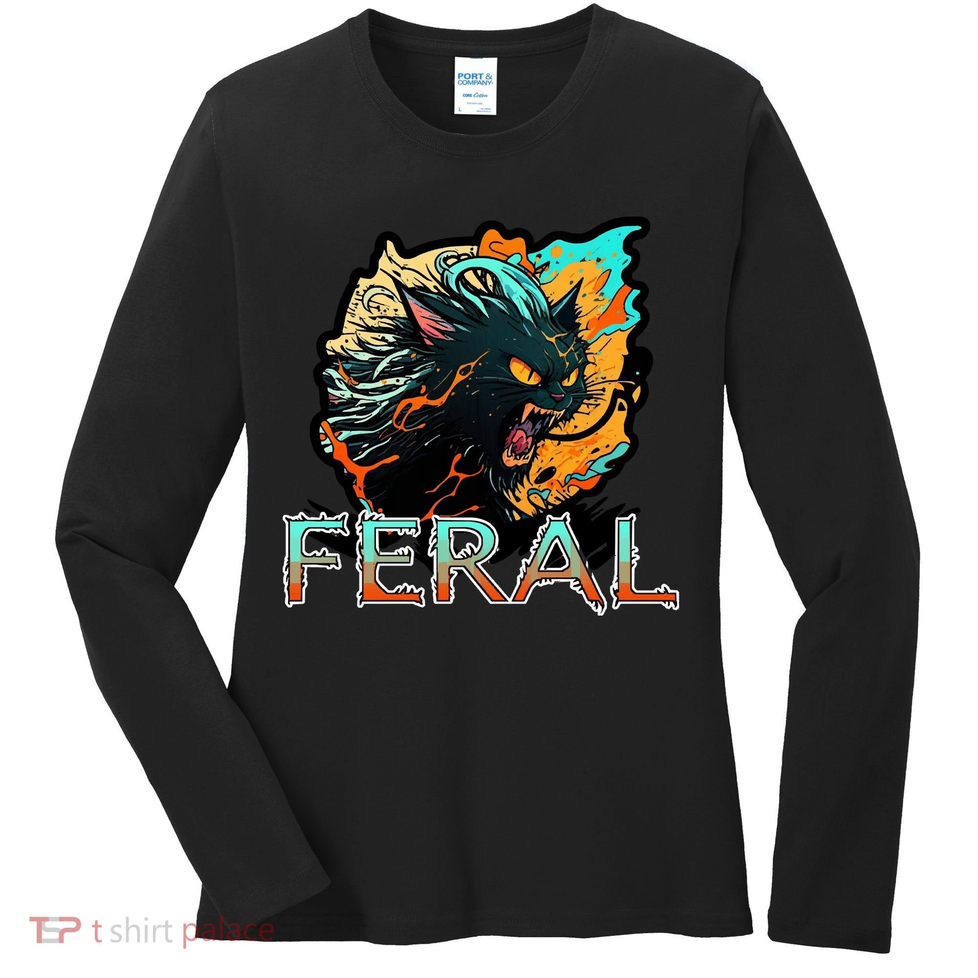 I Am Feral Cat Orange And Yellow Women's Long Sleeve Shirt