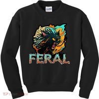 I Am Feral Cat Orange And Yellow Kids Sweatshirt thumb 0