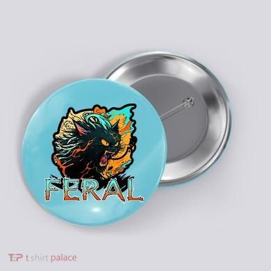 I Am Feral Cat Orange And Yellow Button