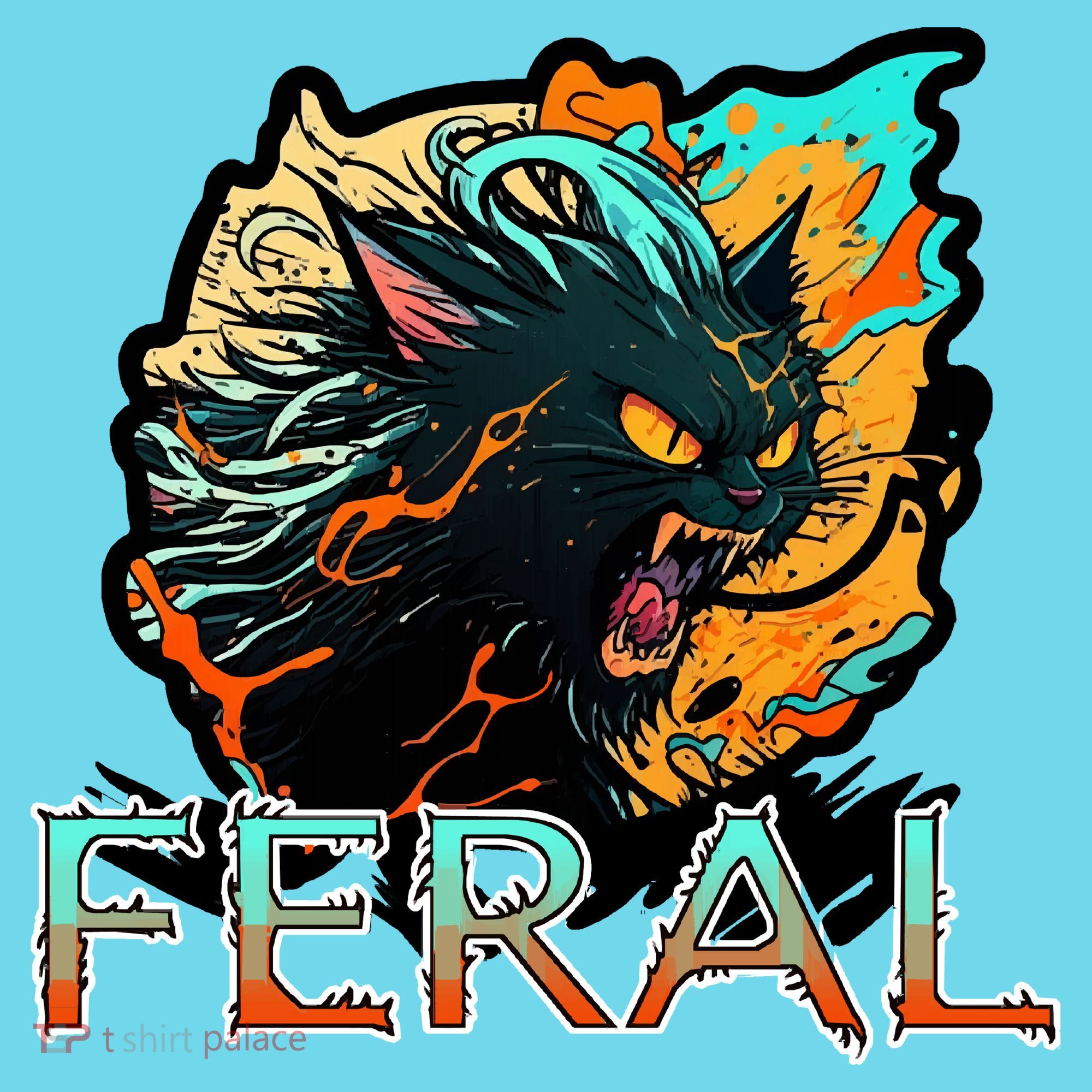 I Am Feral Cat Orange And Yellow Button