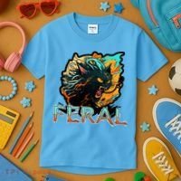 I Am Feral Cat Orange And Yellow Kids T-Shirt thumb 3