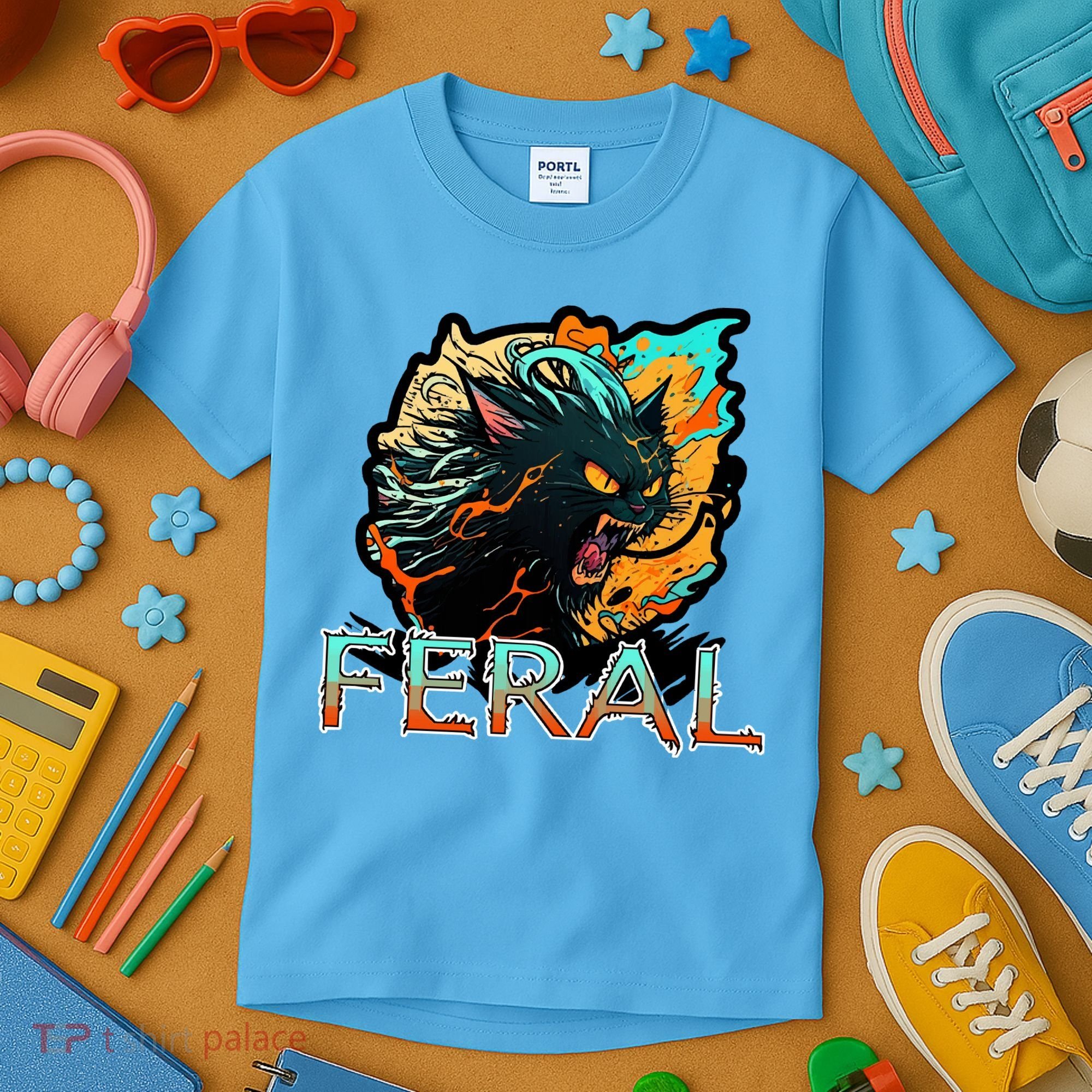 I Am Feral Cat Orange And Yellow Kids T-Shirt