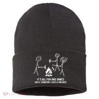 ItS All Fun And Games Until Someone Lose A Weiner Sustainable Knit Beanie thumb 0