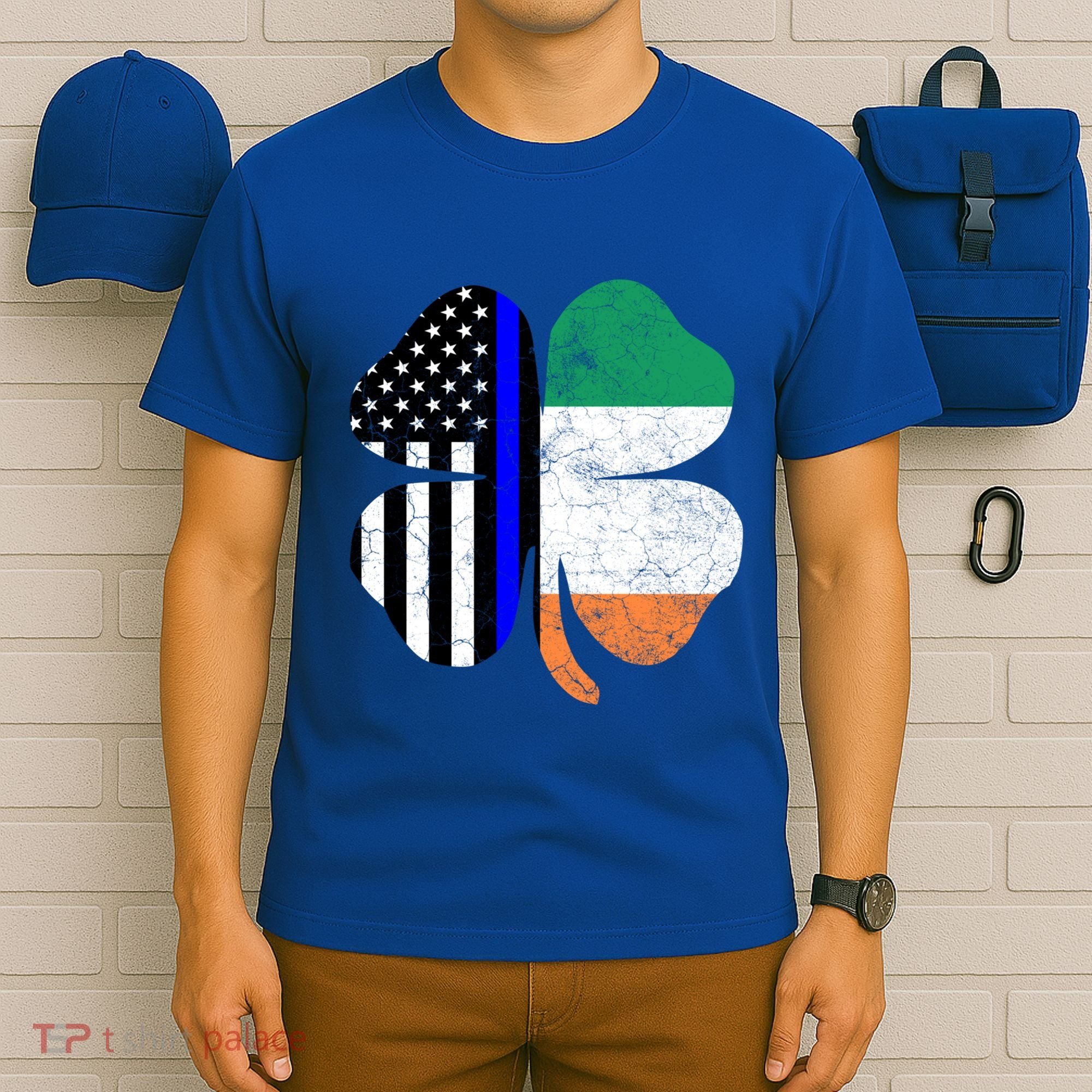 Irish American Flag Police St Patricks Day Saint Paddys Cool Gift T-Shirt
