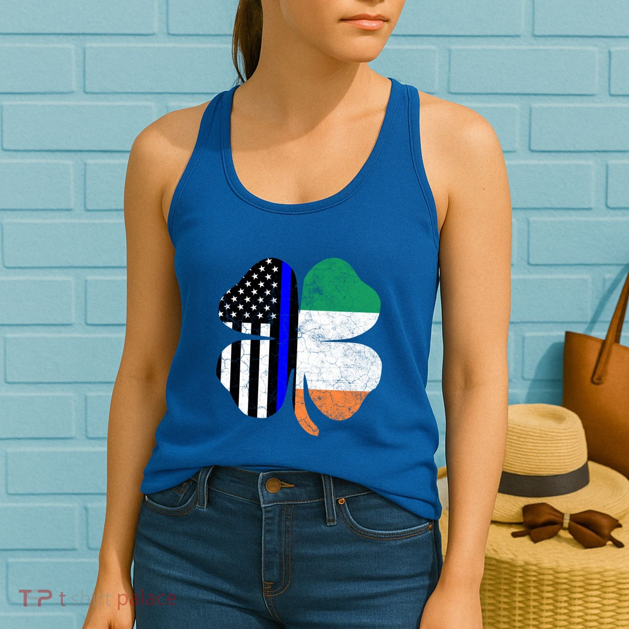 Irish American Flag Police St Patricks Day Saint Paddys Cool Gift Women's Tank Top