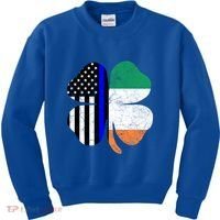 Irish American Flag Police St Patricks Day Saint Paddys Cool Gift Kids Sweatshirt thumb 0