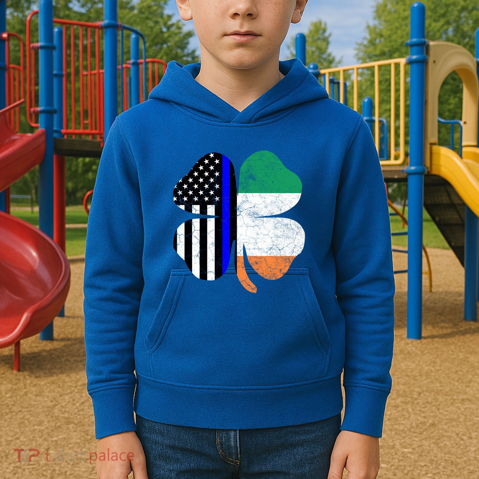 Irish American Flag Police St Patricks Day Saint Paddys Cool Gift Kids Hoodie