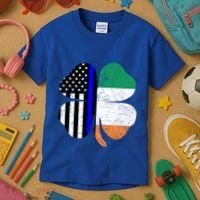 Irish American Flag Police St Patricks Day Saint Paddys Cool Gift Kids T-Shirt thumb 3