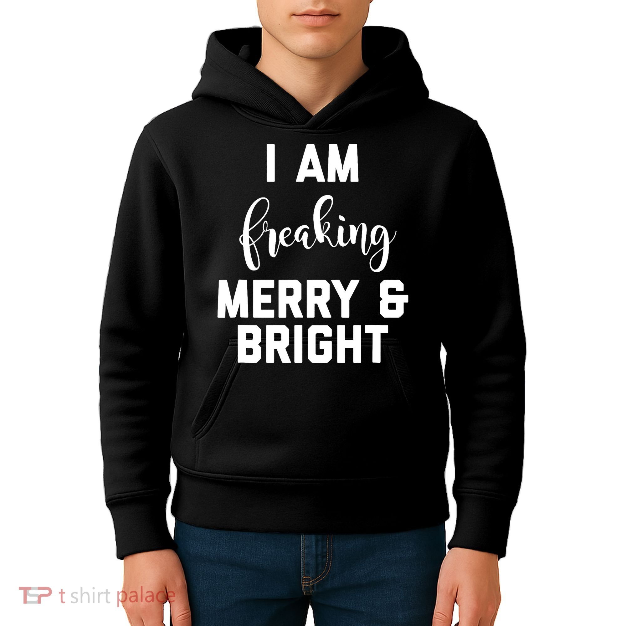I Am Freaking Merry And Bright Bad Mom Kids Hoodie