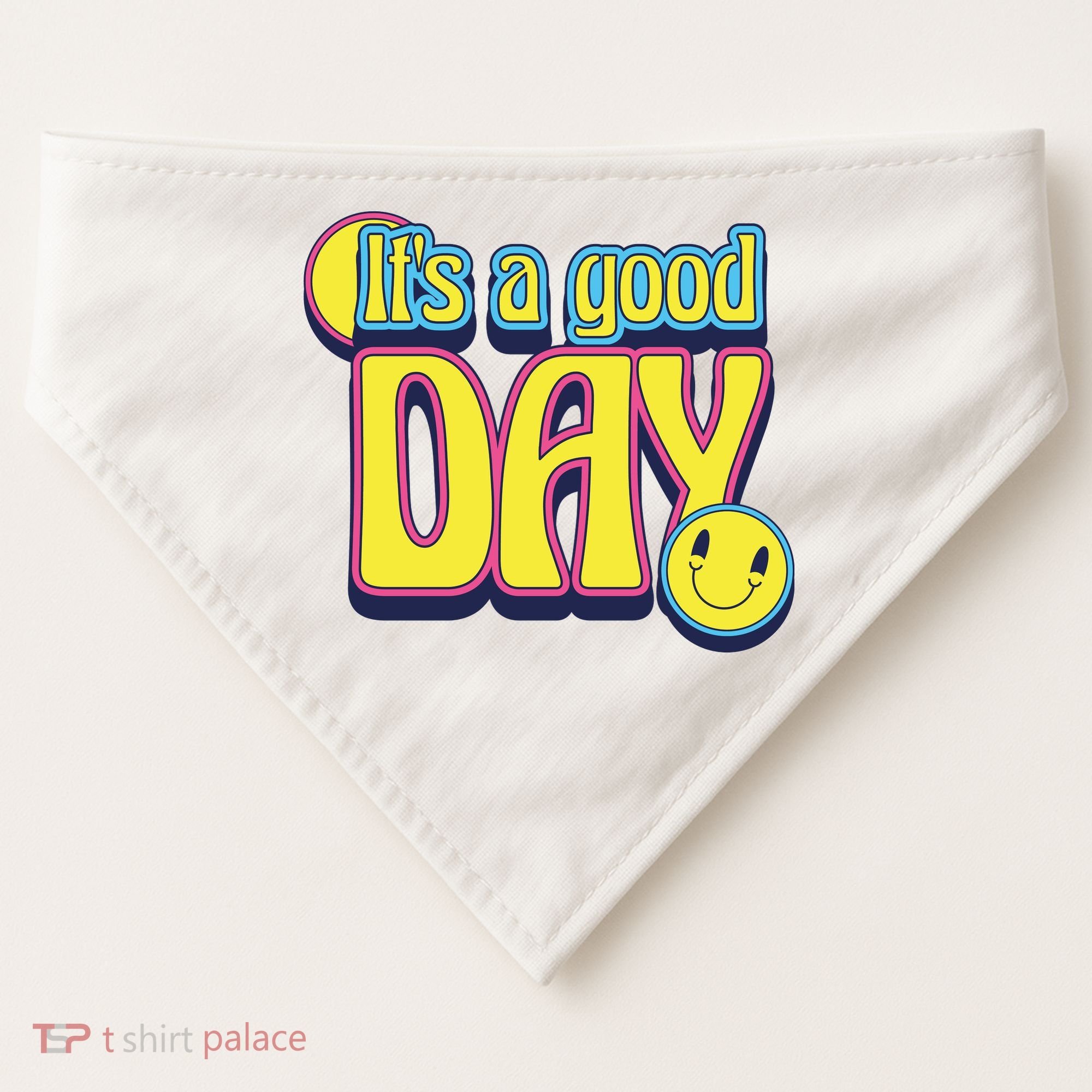 It's A Good Day Retro Positive Happy USA-Made Doggie Bandana