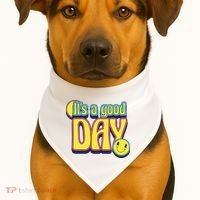 It's A Good Day Retro Positive Happy USA-Made Doggie Bandana thumb 1
