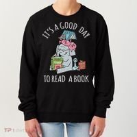 Its A Good Day To Read Book Lover Cute Pig And Elephant Women's Sweatshirt thumb 0