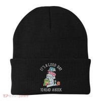 Its A Good Day To Read Book Lover Cute Pig And Elephant Beanie thumb 0