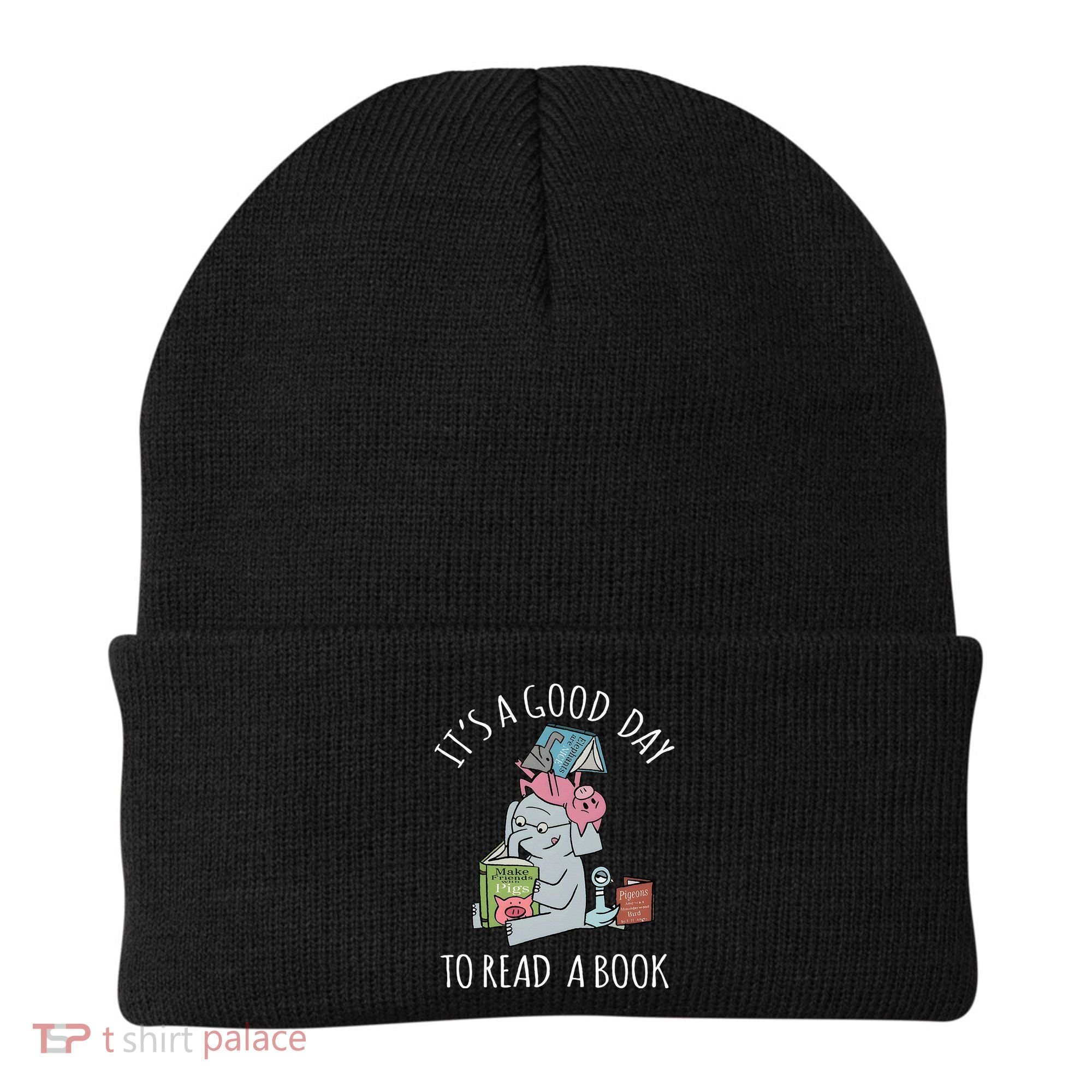 Its A Good Day To Read Book Lover Cute Pig And Elephant Beanie