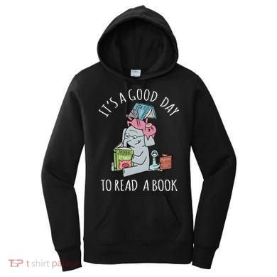 Its A Good Day To Read Book Lover Cute Pig And Elephant Women's Hoodie