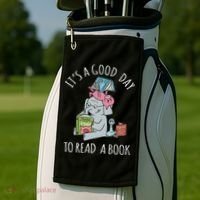 Its A Good Day To Read Book Lover Cute Pig And Elephant Golf Towel thumb 2