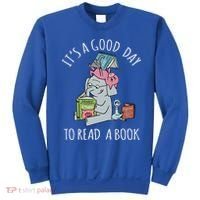 Its A Good Day To Read Book Lover Cute Pig And Elephant Sweatshirt thumb 0