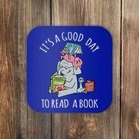 Its A Good Day To Read Book Lover Cute Pig And Elephant Coaster thumb 0