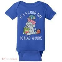 Its A Good Day To Read Book Lover Cute Pig And Elephant Baby Bodysuit thumb 0
