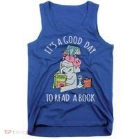 Its A Good Day To Read Book Lover Cute Pig And Elephant Tank Top thumb 0