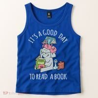 Its A Good Day To Read Book Lover Cute Pig And Elephant Tank Top thumb 2