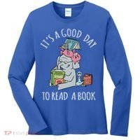 Its A Good Day To Read Book Lover Cute Pig And Elephant Women's Long Sleeve Shirt thumb 0