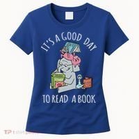 Its A Good Day To Read Book Lover Cute Pig And Elephant Women's T-Shirt thumb 0