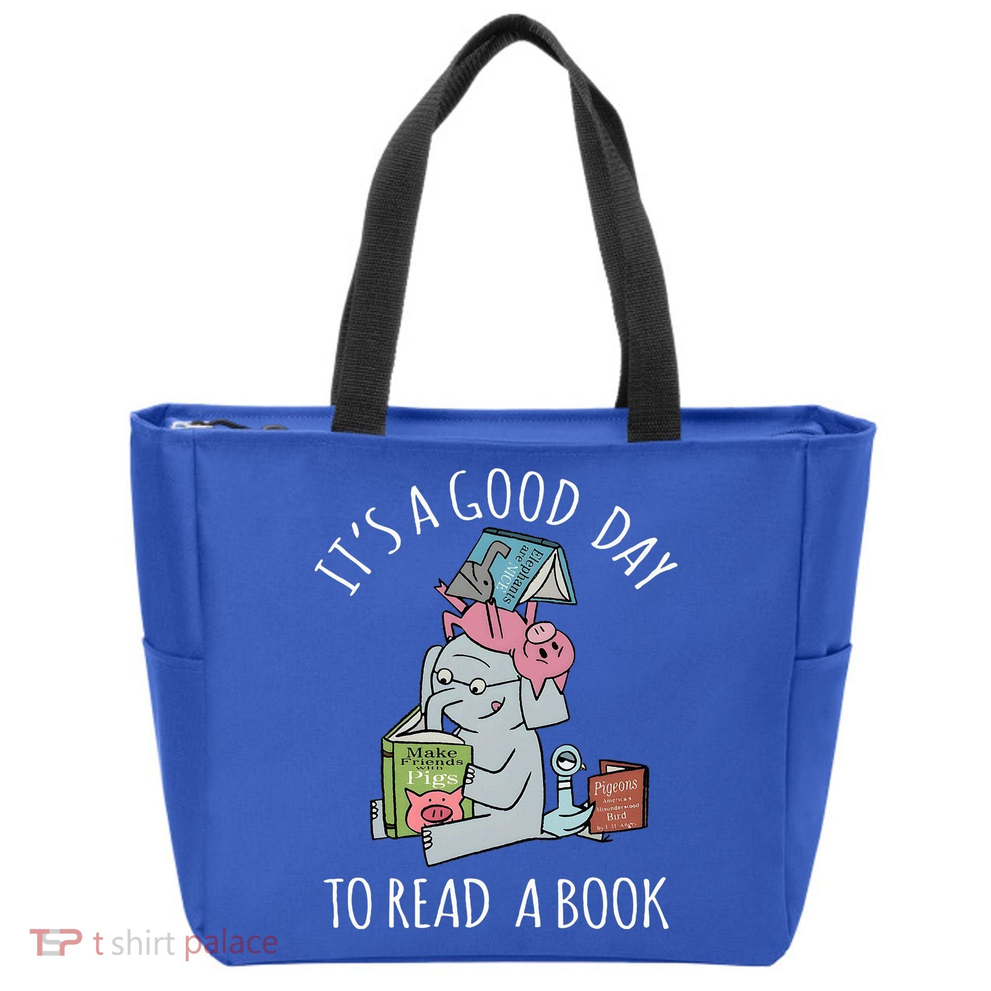 Its A Good Day To Read Book Lover Cute Pig And Elephant Tote Bag