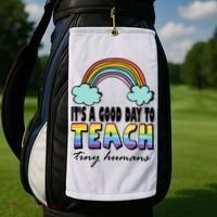 Its A Good Day TO Teach Tiny Humans Rainbow Golf Towel thumb 2