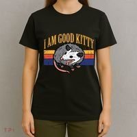 I Am Good Kitty Opossum Retro Possum Cat Pet T-Shirt thumb 4