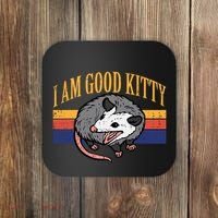I Am Good Kitty Opossum Retro Possum Cat Pet Coaster thumb 0
