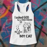 I Asked God For A True Friend So He Sent Me My Cat Women's Tank Top thumb 3