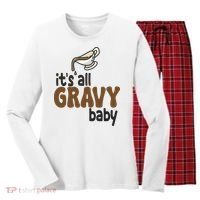 Its All Gravy Baby Funny Thanksgiving Women's Long Sleeve Flannel Pajama Set  thumb 0