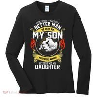 I Asked God To Make Me A Better Man He Sent Me My Son Women's Long Sleeve Shirt thumb 0