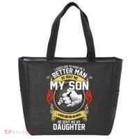 I Asked God To Make Me A Better Man He Sent Me My Son Tote Bag thumb 0