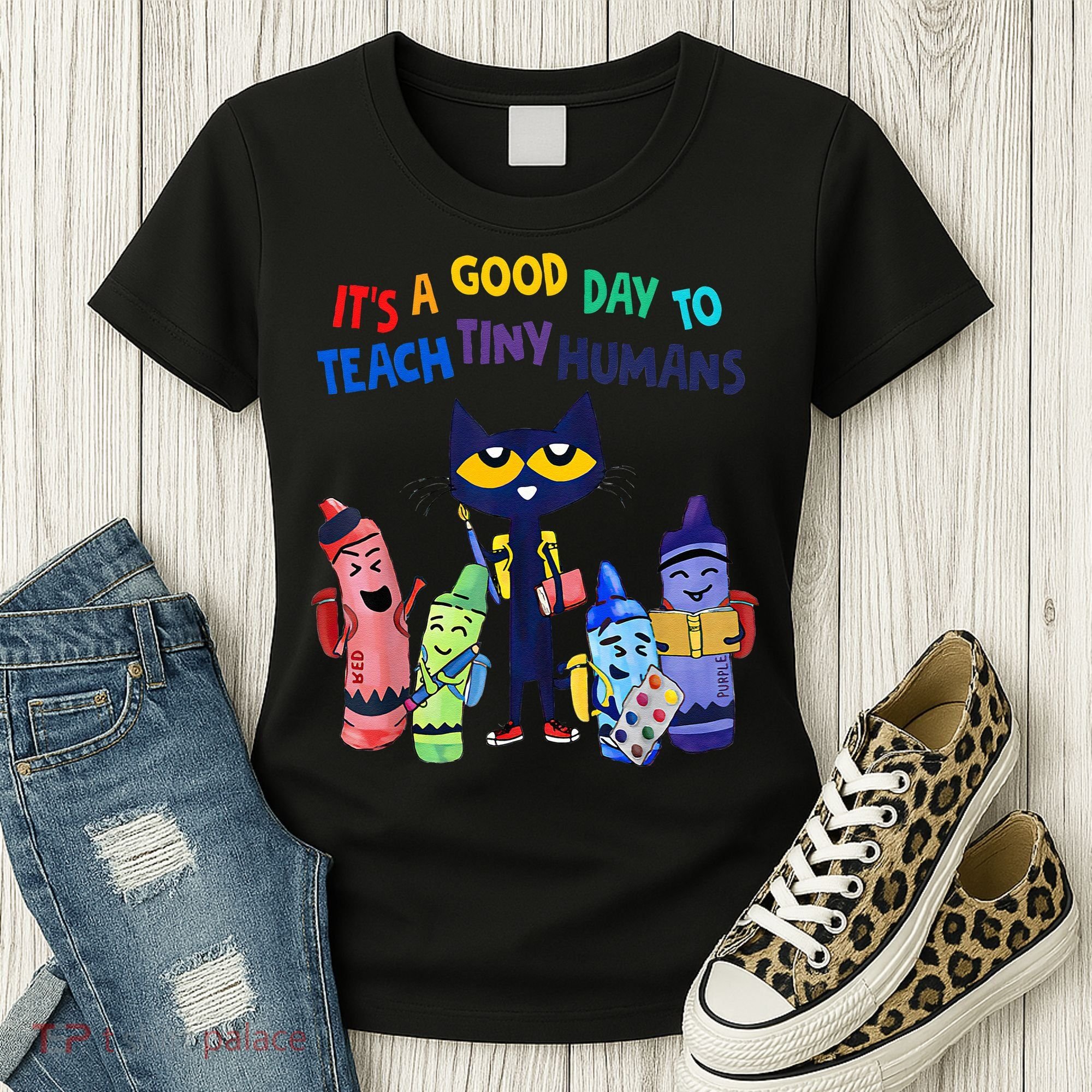 Its A Good Day To Teach Tiny Humans Cat Teacher Lover Women's T-Shirt