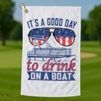 It´s A Good Day To Drink On A Boat Captain Life Is Better Golf Towel thumb 1
