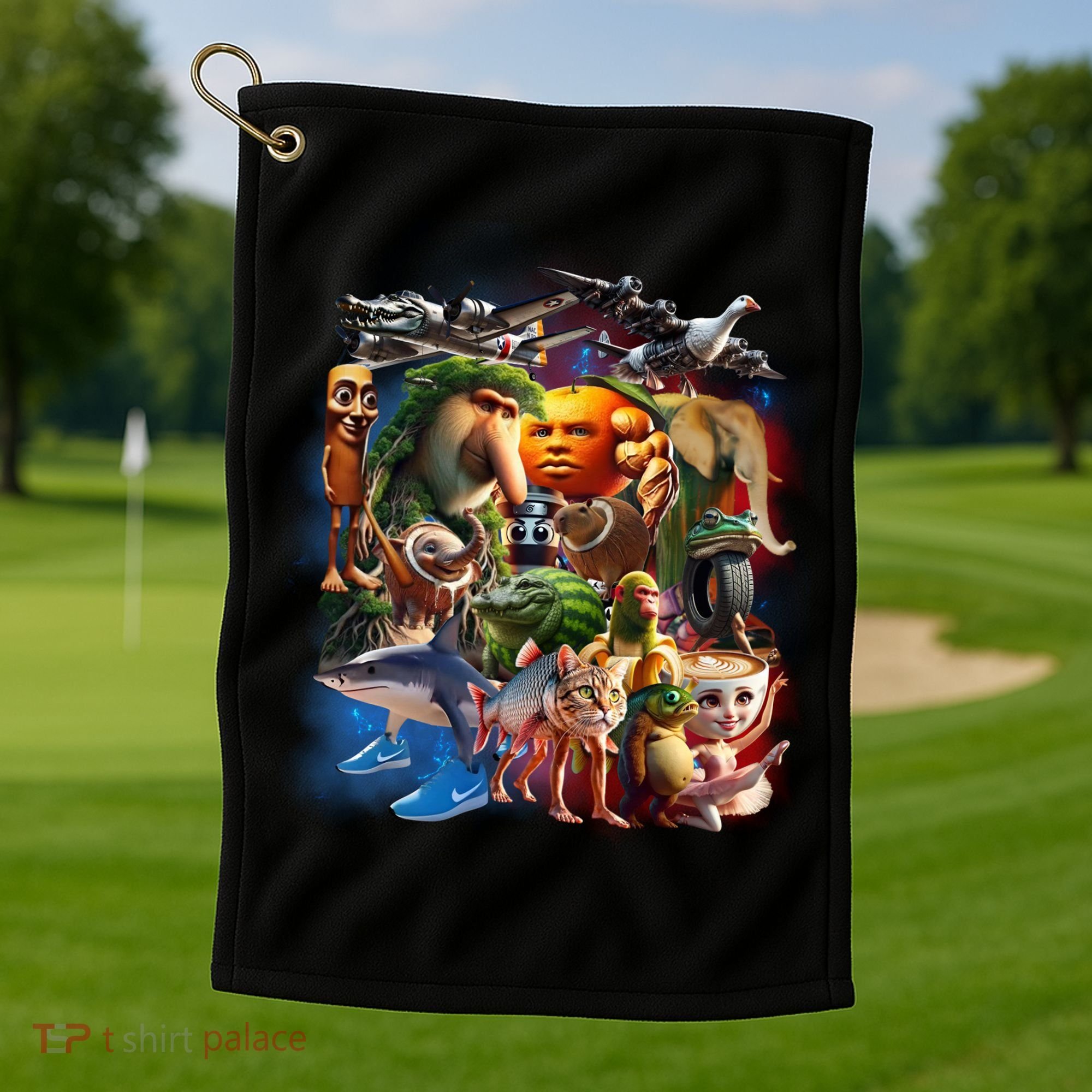 Italian-Brainrot AI Generated Animals Gen Z Golf Towel